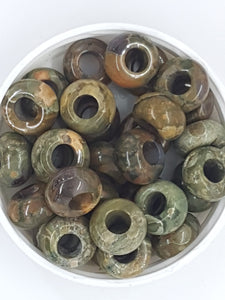 14 X 8MM NATURAL RHYOLITE JASPER - LARGE HOLE BEADS