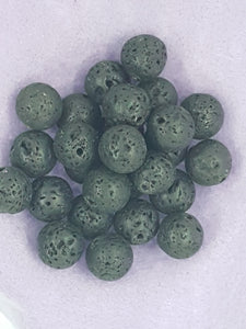 12MM NATURAL LAVA STONE ROUND BEADS - BLACK - "ON SPECIAL"