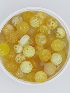 10MM NATURAL FIRE AGATE BEADS - FACETED - YELLOW SHADES