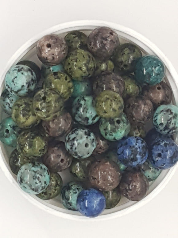 10MM NATURAL SESAME JASPER BEADS - MIXED COLOUR VARIANCE