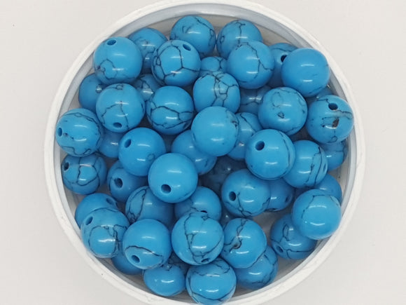 10MM SYNTHETIC HOWLITE BEADS - BLUE