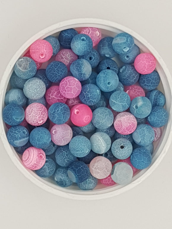 8MM FROSTED AGATE BEADS - MIXED COLOURS
