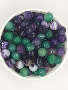 8MM FACETED AGATE BEADS - MIXED COLOURS