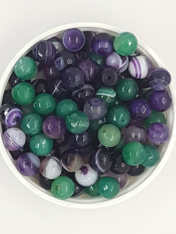 8MM FACETED AGATE BEADS - MIXED COLOURS
