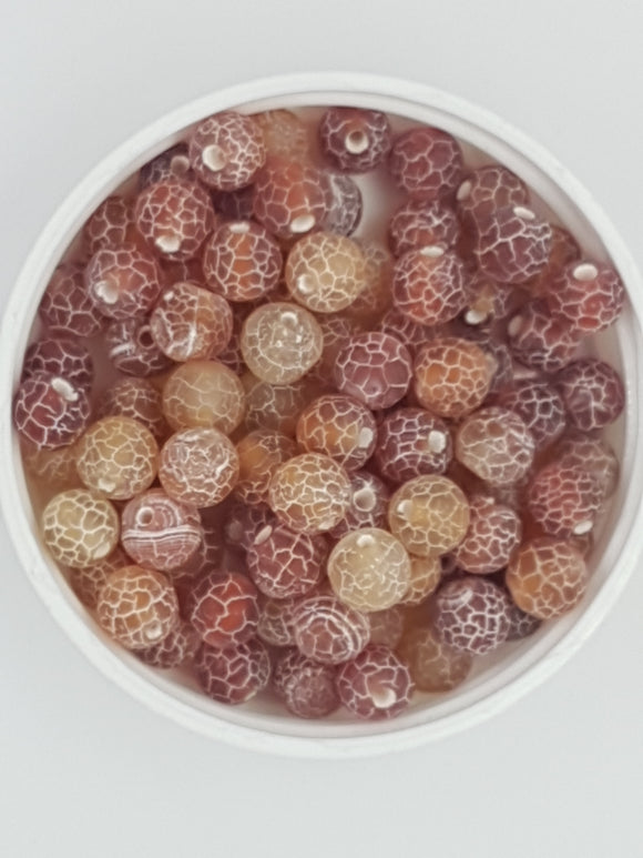8MM FROSTED AGATE BEADS - MIXED COLOURS