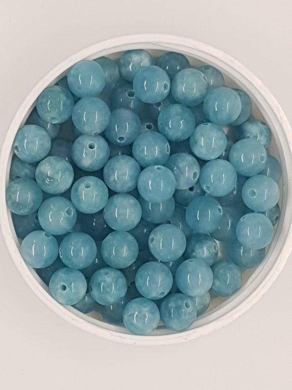 8MM NATURAL WHITE JADE - IMIT. AMAZONITE BEADS
