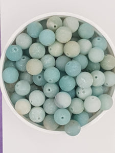 8MM GRADE A FROSTED NATURAL AMAZONITE BEADS