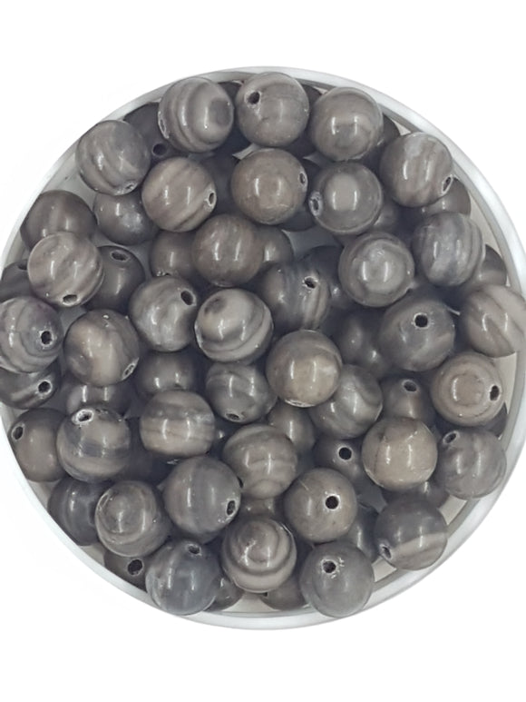 8MM NATURAL BLACK WOODLACE STONE BEADS