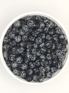 6MM NATURAL SNOWFLAKE OBSIDIAN BEADS
