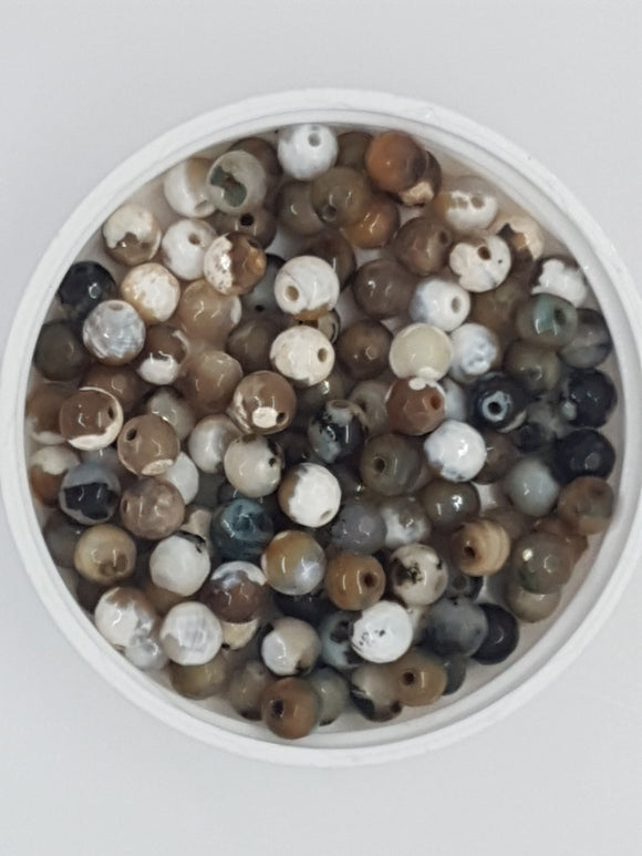 6MM MIXED FACETED/NON FACETED AGATE BEADS - MIXED COLOURS