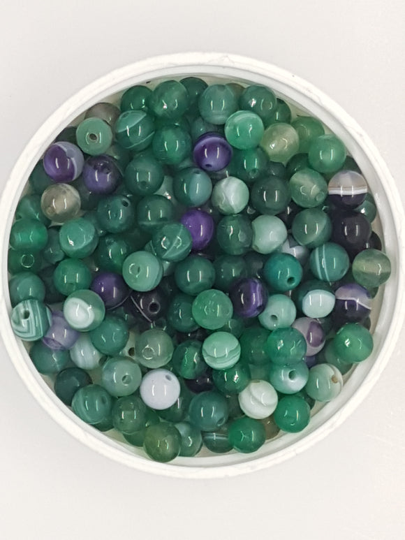 6MM MIXED FACETED/NON FACETED AGATE BEADS - MIXED COLOURS