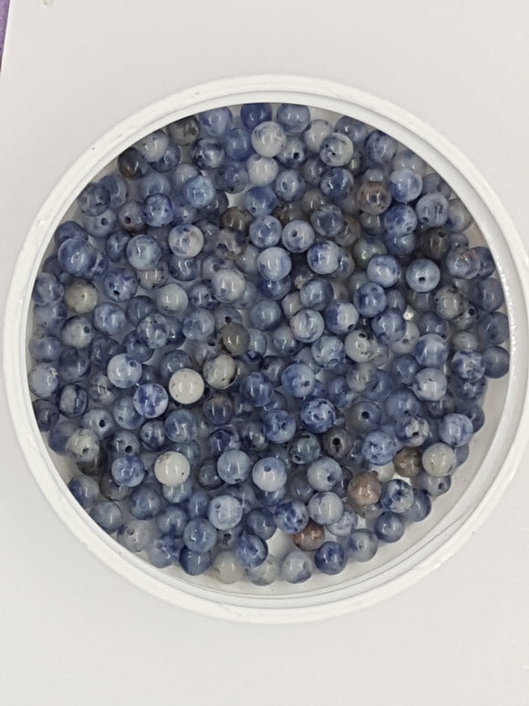 4MM NATURAL BLUE SPOT STONE BEADS