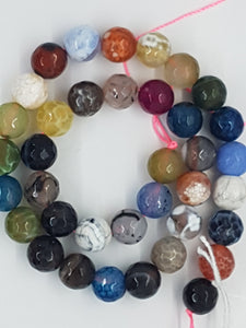 10MM NATURAL FACETED FIRE AGATE BEADS