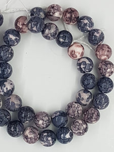 10MM SYNTHETIC OCEAN WHITE JADE - GREY/BROWN BEADS