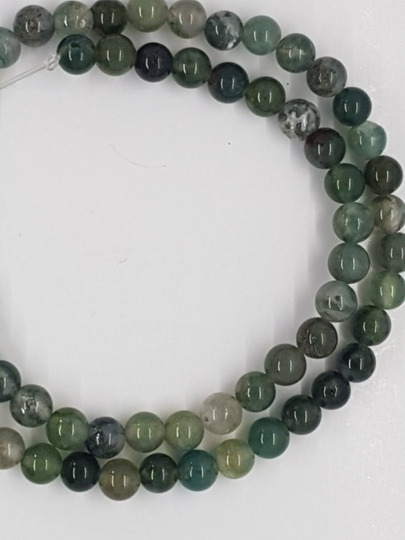 6MM MOSS AGATE BEADS