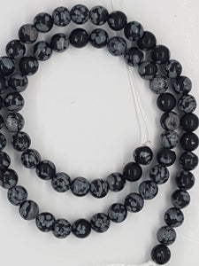 6MM SNOWFLAKE OBSIDIAN BEADS