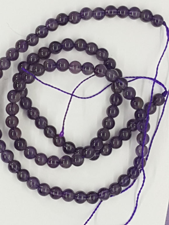 4MM NATURAL AMETHYST - GRADE AB BEADS