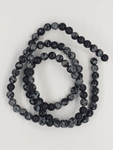 4MM NATURAL SNOWFLAKE OBSIDIAN BEADS