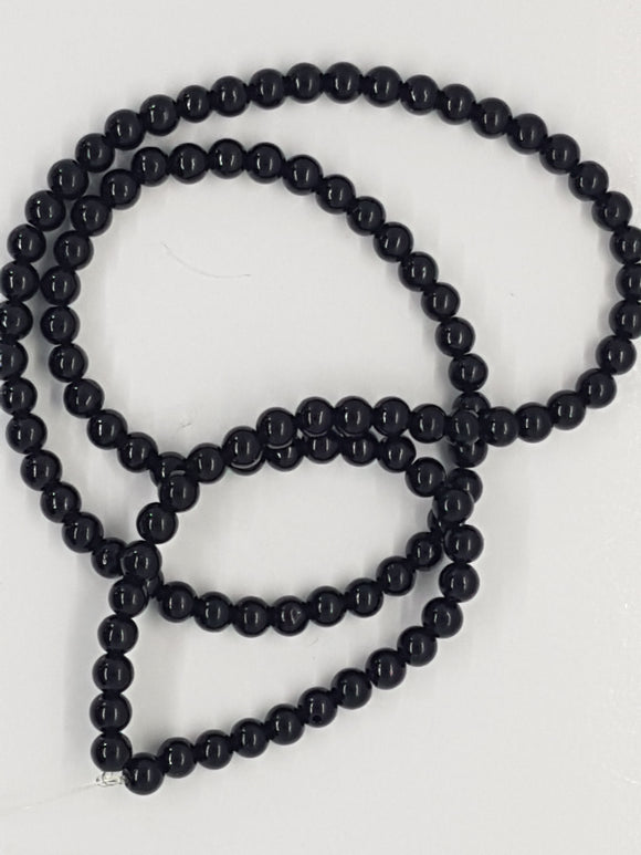 4MM NATURAL BLACK STONE PAINTED BEADS