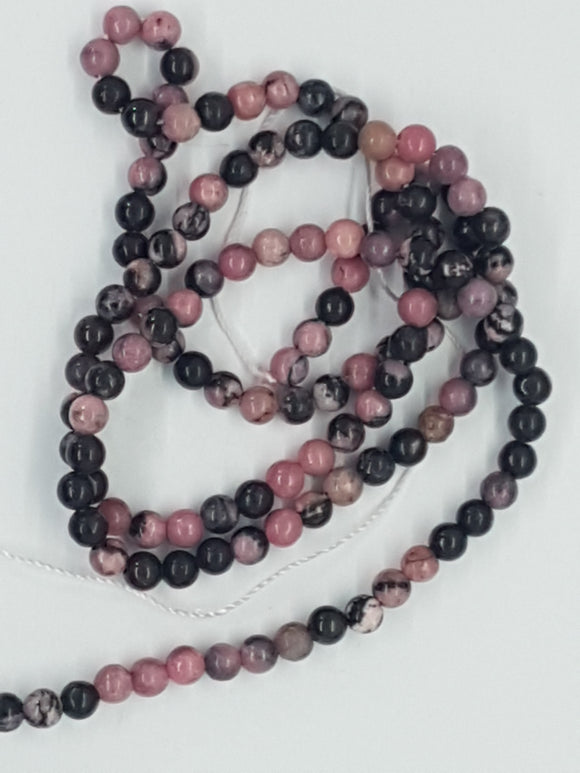 3MM NATURAL RHODONITE BEADS