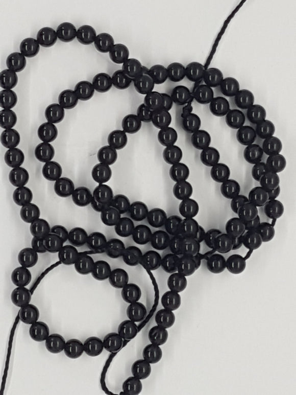 3MM NATURAL BLACK OBSIDIAN BEADS