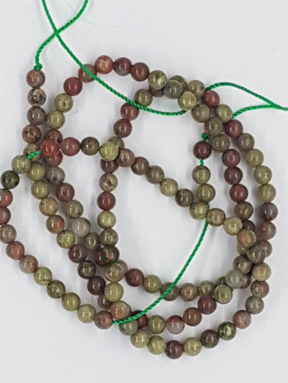 3MM NATURAL UNAKITE BEADS