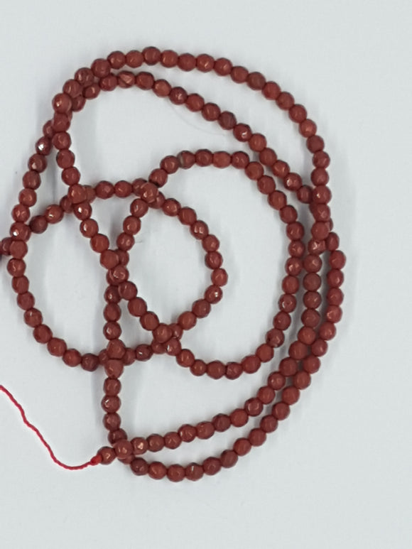2MM NATURAL FACETED RED JASPER BEADS