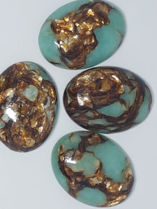 CABOCHONS 40 X 30 X 8MM OVAL GOLD COPPER STONE/REGALITE