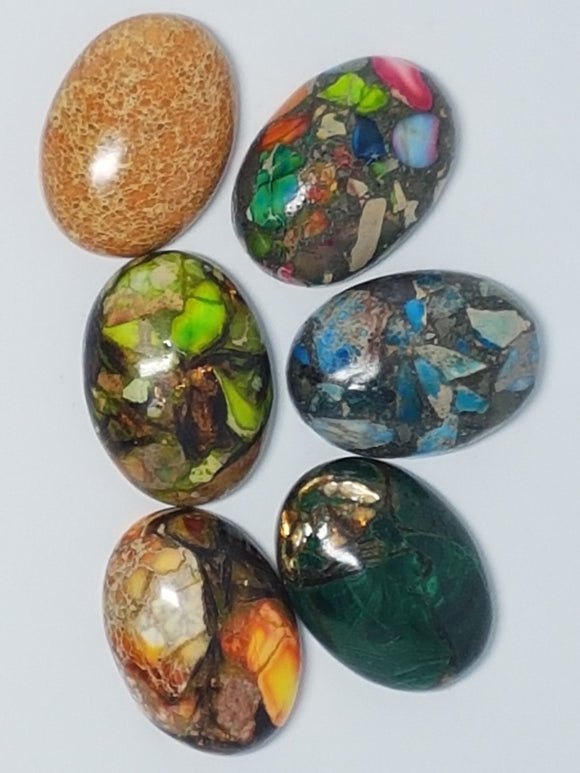 CABOCHONS 25 X 18MM OVAL NATURAL REGALITE DYED