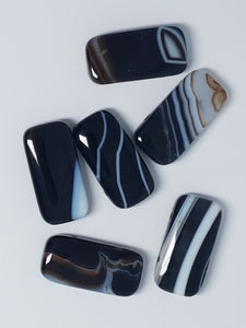 20X10MM RECTANGULAR NATURAL BLACK AGATE BEADS
