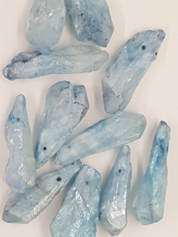 28 - 34MM PLATED QUARTZ CRYSTAL - LIGHT BLUE