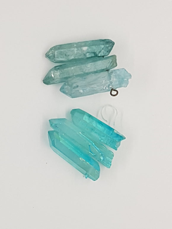 27 - 43MM PLATED QUARTZ CRYSTAL - LIGHT BLUE/GREEN