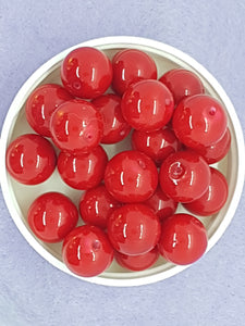 14MM GLASS ROUND PEARLS - MEDIUM RED