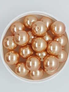 14MM GLASS ROUND PEARLS - PEACH