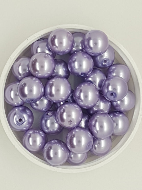 12MM GLASS ROUND PEARLS - LAVENDER