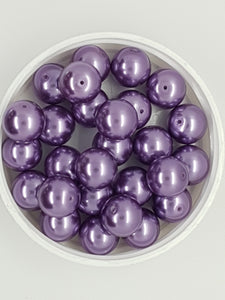 12MM GLASS ROUND PEARLS - MEDIUM PURPLE