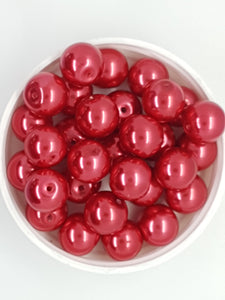 12MM GLASS ROUND PEARLS - CRIMSON RED