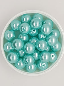 12MM GLASS ROUND PEARLS - PALE BLUE