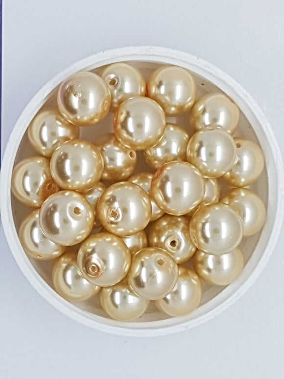 12MM GLASS ROUND PEARLS - PEACH PUFF