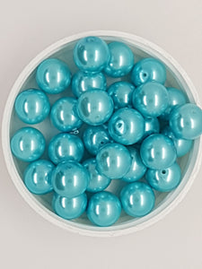 12MM GLASS ROUND PEARLS - SKY BLUE