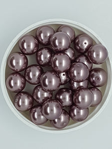 12MM GLASS ROUND PEARLS - DUSKY PLUM