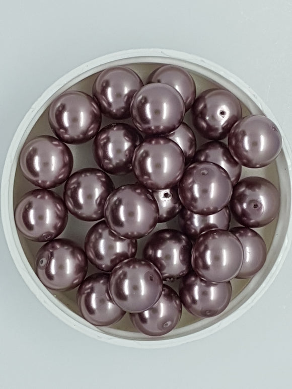 12MM GLASS ROUND PEARLS - DUSKY PLUM