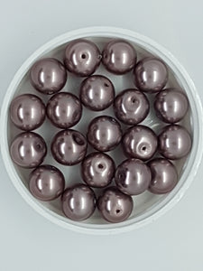 12MM GLASS ROUND PEARLS - DARK COCOA