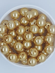 10MM GLASS ROUND PEARLS - DARK GOLDEN