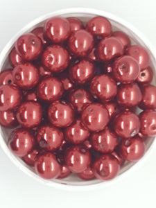 10MM GLASS ROUND PEARLS - DARK RED