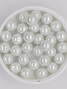 10MM GLASS ROUND PEARLS - SNOW WHITE