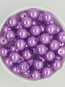 10MM GLASS ROUND PEARLS - MEDIUM PURPLE
