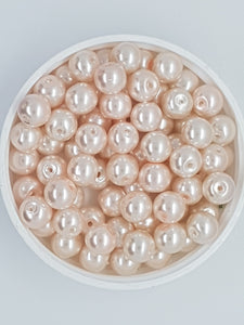 8MM GLASS ROUND PEARLS - BABY PINK