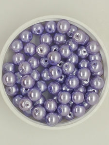 8MM GLASS ROUND PEARLS - LAVENDER