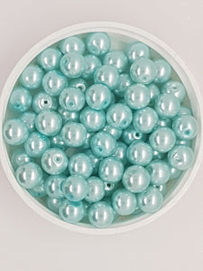 8MM GLASS ROUND PEARLS - LIGHT BLUE